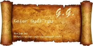 Geier György névjegykártya